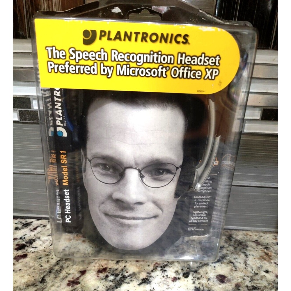 Plantronics Model SR1 Speach Recognition Microphone PC Headset Blue.‎ OPEN BOX